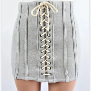 Forever 21 Lace Up Jersey Mini Skirt